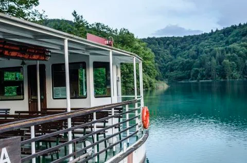 Ferry in the Plitvice Lakes. Stock Photos