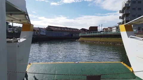 Ferry point of view shot in Onomichi on Shimanami Kaido in Hiroshima Japan Stock-Footage 148899800