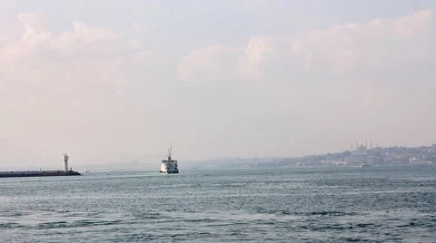 Ferry Putting in Harbour Stock Footage 44134048