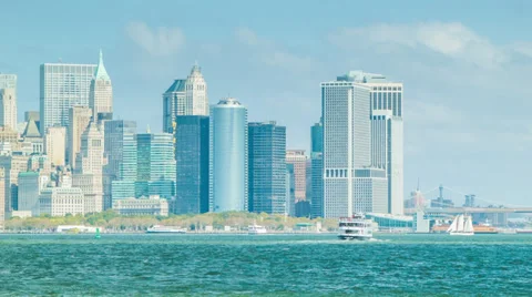 Ferry Returning to Downtown New York City Stock-Footage 39416257