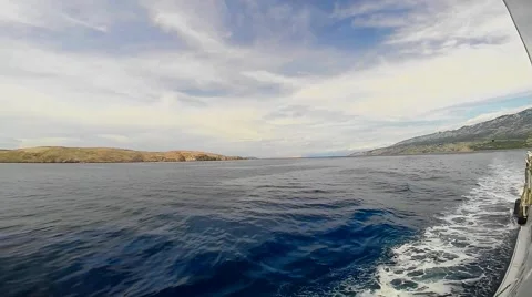 Ferry ride in the background is mountains and island Stockbeeldmateriaal 41865710