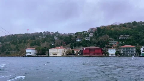 Ferry ride on the Bosphorus. The ferry sails along the Bosphorus. Beautiful view Stock Footage 219533089
