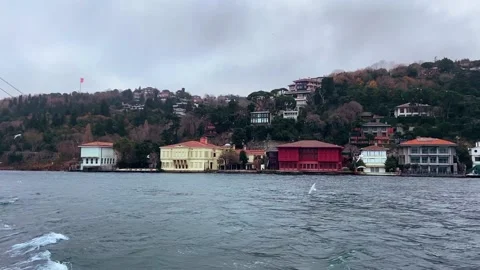Ferry ride on the Bosphorus. The ferry sails along the Bosphorus. Beautiful view Stock Footage 230507077