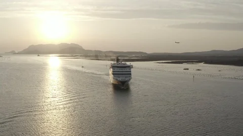 A ferry ride in the sunrise  Stock Footage 123332896