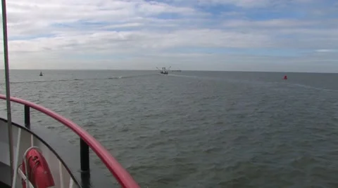 Ferry Ride through waters of Dutch wadden islands Video stock 7735352