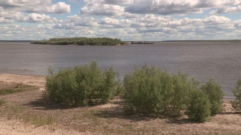 Ferry on the river Stock Footage 74927810