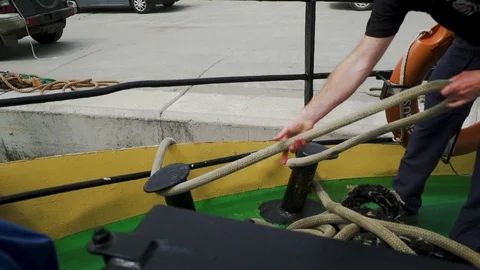Ferry Rope Pull Stock Footage 129322663