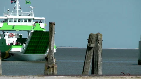 Ferry runs in a port Stock Footage 4153886