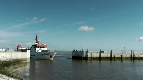 Ferry runs in a port Stock Footage 4154489