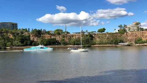 Ferry sailing on Brisbane river Stock Footage 136565124