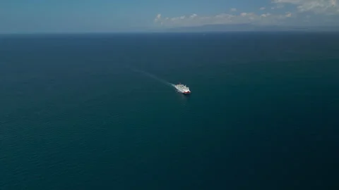 Ferry sailing in the ocean view drone Stock Footage 279824234