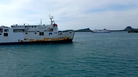 The ferry is sailing on the sea Stock Footage 212491103