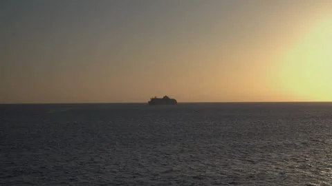 Ferry sailing in sunset Stock Footage 145813156
