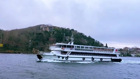The ferry sails along the Bosphorus. Ferry ride on the Bosphorus. Beautiful view Stock Footage 204854165