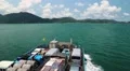 Ferry sails to the Koh-Chang island, Gulf of Siam, Thailand HD Footage