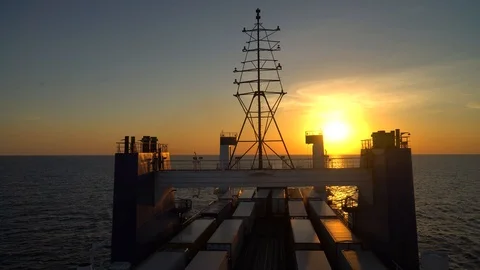 Ferry sails at sunset Stock Footage 99663310