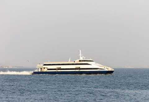 Ferry Sails in Tagus River Stock Photos