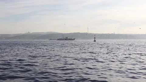 A ferry sails through the Bosphorus. Stock Footage 150211766