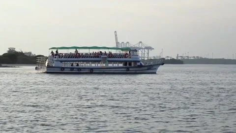 Ferry in the sea Stock Footage 154410055