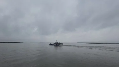 Ferry service through brahmaputhra river in assam,connecting majuli Stock Footage 241738294