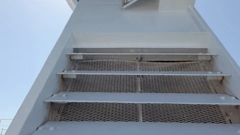 Ferry ship engine cooling ventilation opening at the top of the chimney. Video stock 116870788