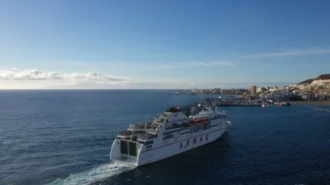 Ferry ship enters the port Stock-Footage 101186089