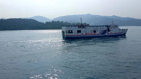 Ferry ship sailing on the sea Stock Footage 212819817