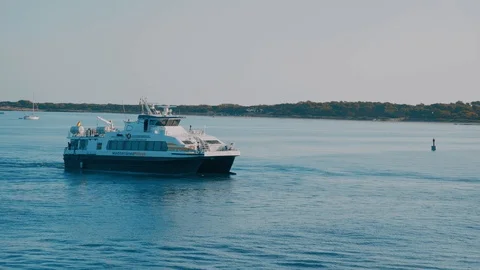 Ferry Ship in the Sea Stock Footage 124639253