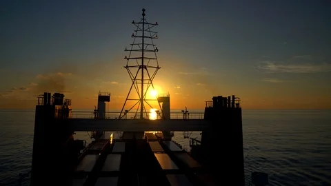 Ferry ship at sunset Stock Footage 99228892