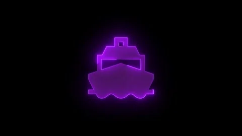 Ferry solid stroke icon glowing neon purple color animation Stock Footage 289432965