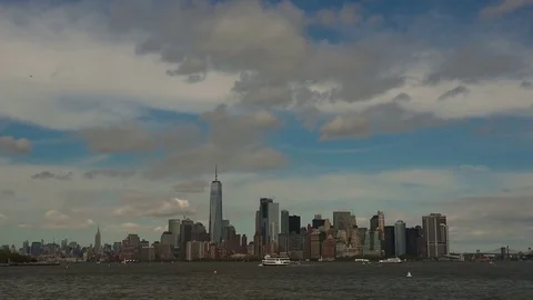 Ferry Staten Island ride panorama of New York Stock Footage