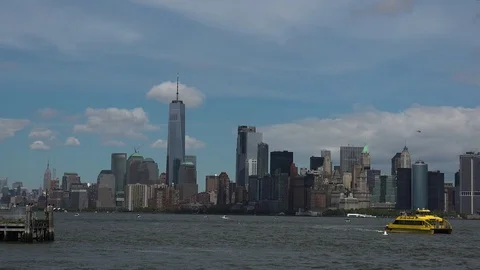 Ferry Staten Island ride panorama of New York Stock Footage