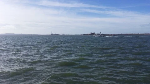 Ferry to the Statue of Liberty Stock Footage 129167297
