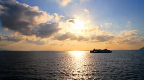 Ferry at sunrise Stock Footage 35754964