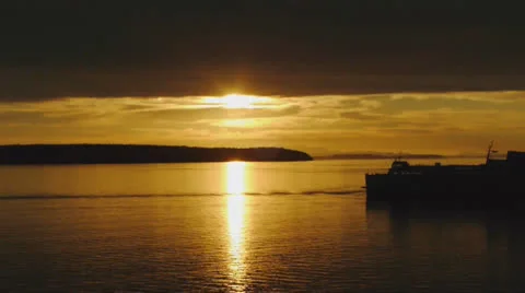 Ferry in Sunset Video stock 25844991