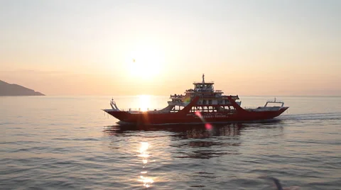 Ferry at sunset Video stock 30643860