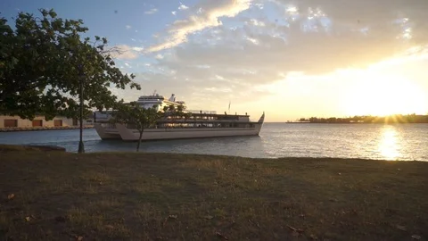 Ferry In The Sunset Stock Footage 104799917