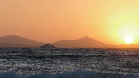 Ferry at sunset Stock Footage 127583307