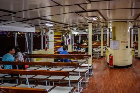 The Ferry taking passengers at the harbor Stock Photos
