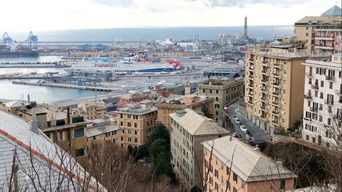 A ferry terminal in Genoa Video stock 100413956