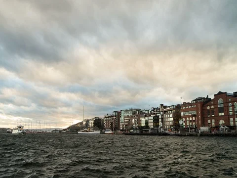 Ferry terminal in Oslo, Norway Stock Footage 80317193