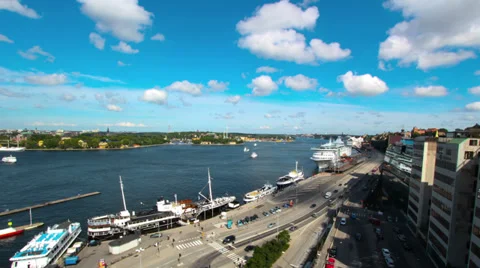 Ferry terminal panorama timelapse HD Stock Footage 38935898