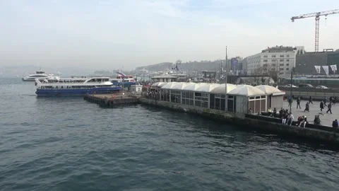 Ferry terminal pier and waterfront in Eminonu 動画素材 343100754