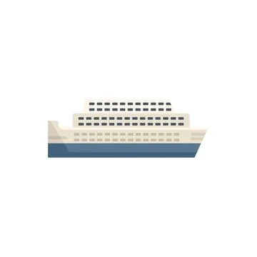 Ferry transport icon flat vector. River ship Stock Illustration