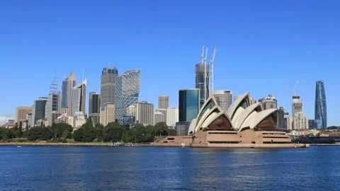 Ferry trip around Circular Quay on Sydney Harbour and CBD as 4k. Stock Footage 185741972