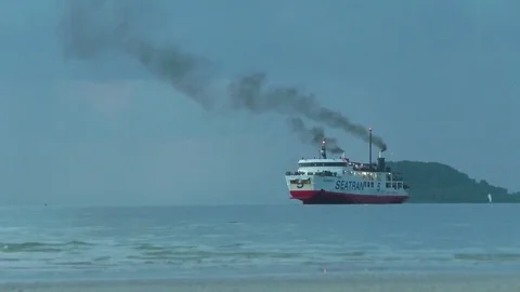 The ferry turns around and floats away Stock Footage