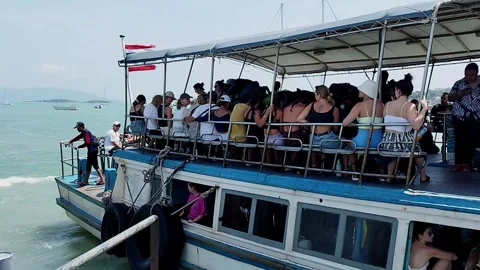 Ferry Undocking from Port, Koh Samui  Stock Footage 343829486
