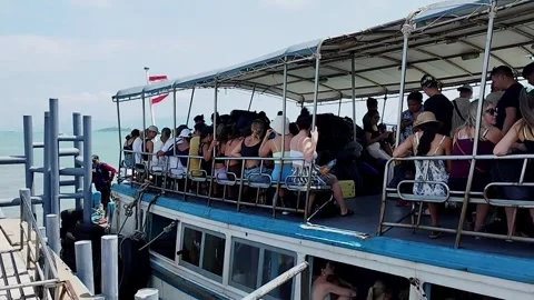 Ferry Undocking from Port, Koh Samui  Stock Footage 343829487