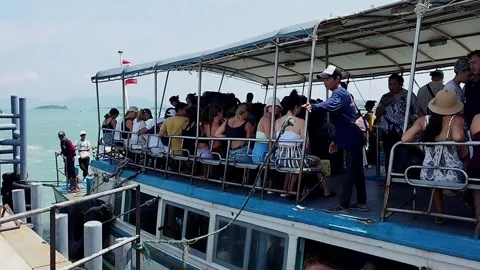 Ferry Undocking from Port, Koh Samui  Stock Footage 343829500