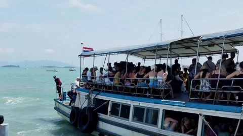 Ferry Undocking from Port, Koh Samui  Stock Footage 343829539